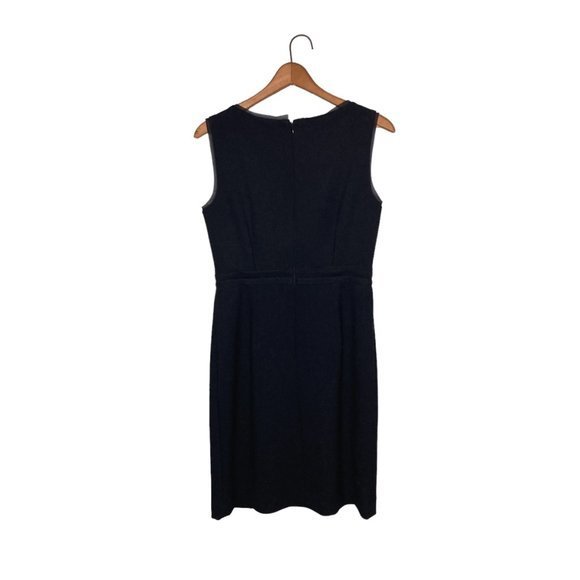 New Ann Taylor LOFT 4 Black Surplice Chiffon Trim Classic Stretch Sheath Dress - Picture 2 of 5